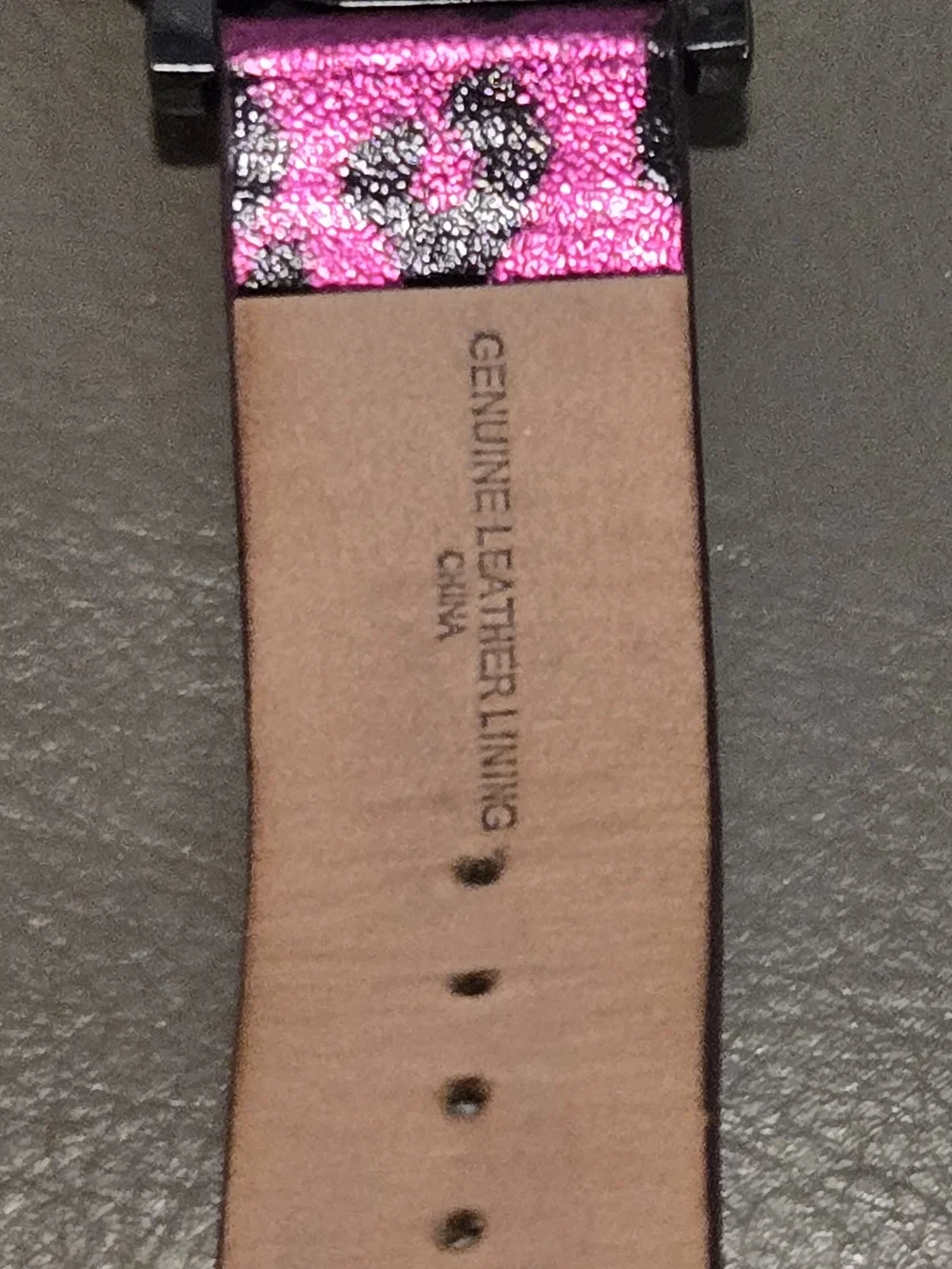Betsey Johnson Pink Glitter Leopard Leather Watch Strap